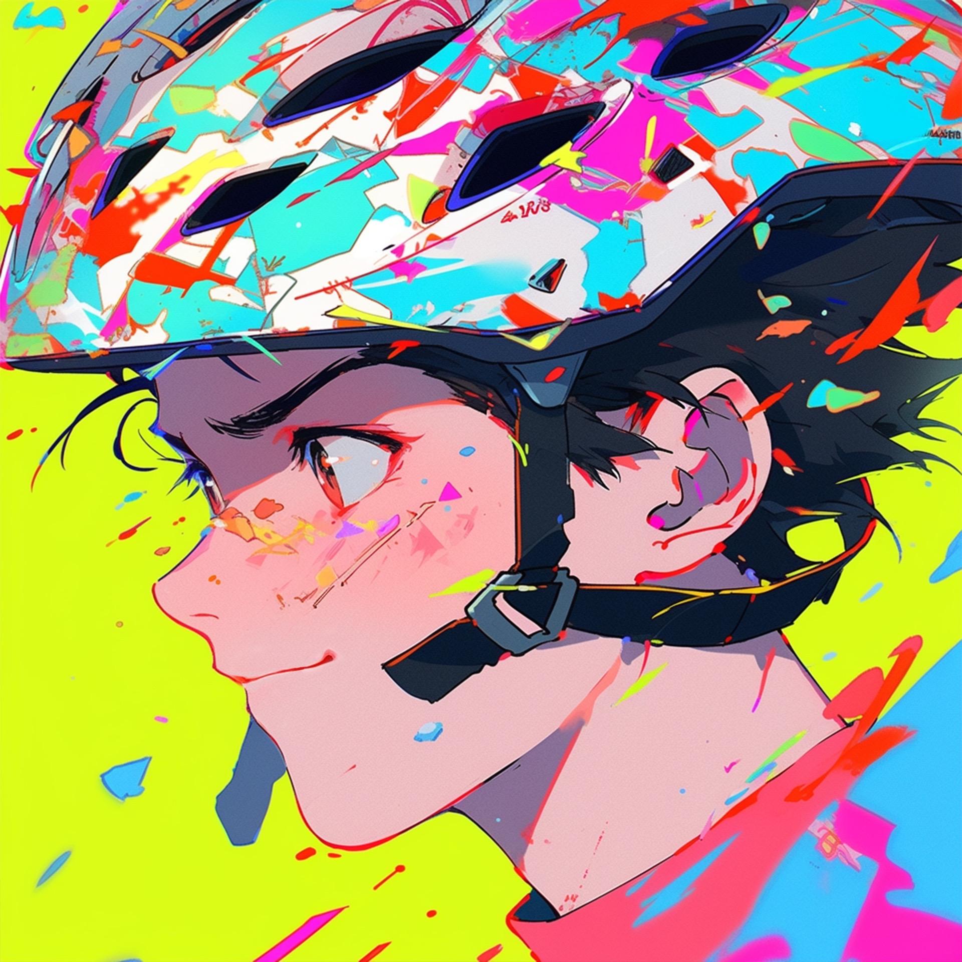 Comic avatar of a boy riding a bicycle, freedom is in the wind~ # comic avatar #ai painting #anime avatar