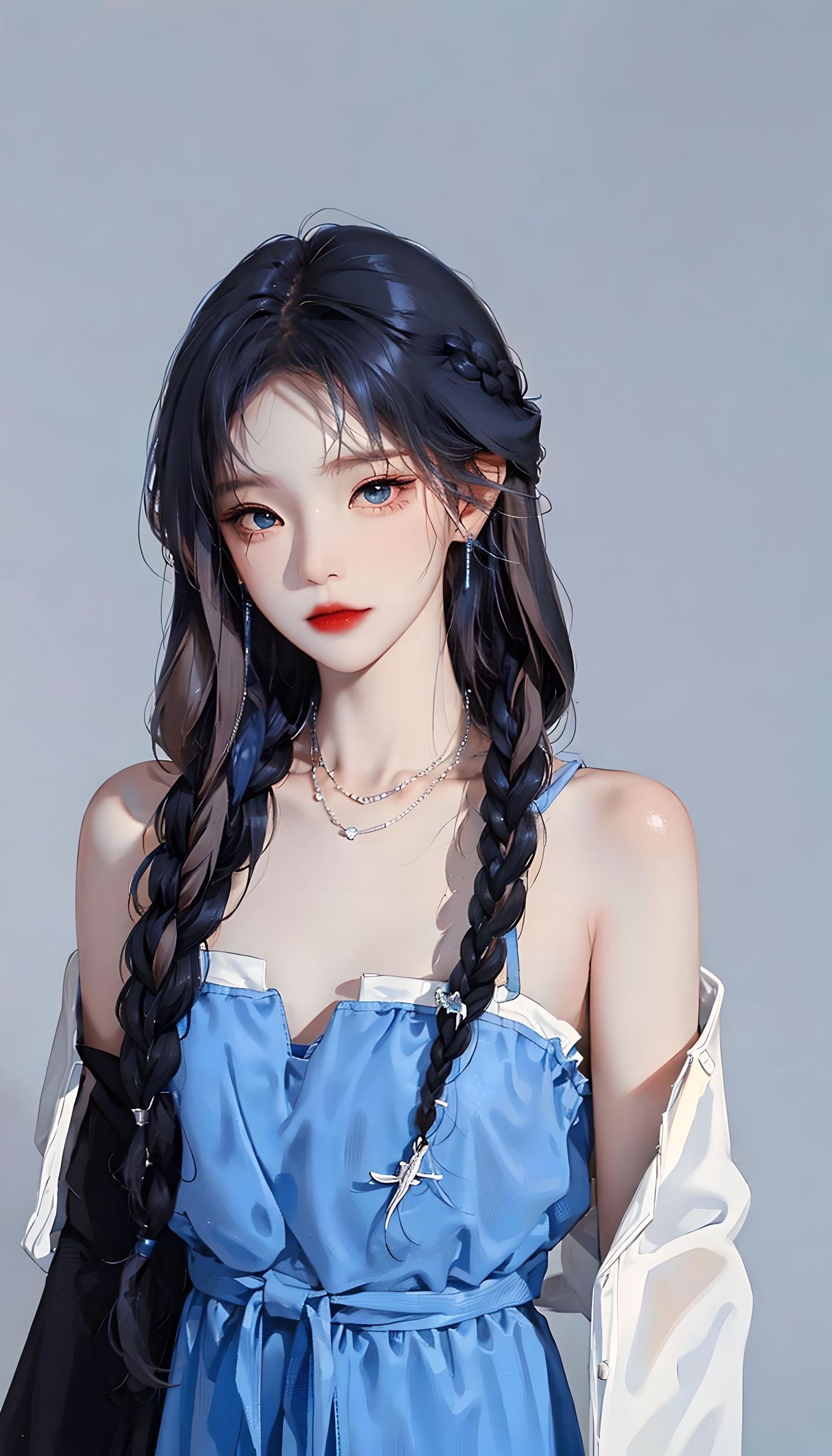 Black spot blue｜Avatar wallpaper. #Ai Painting # Niche Avatar #Wallpaper #High Quality Avatar #Sweet Girl